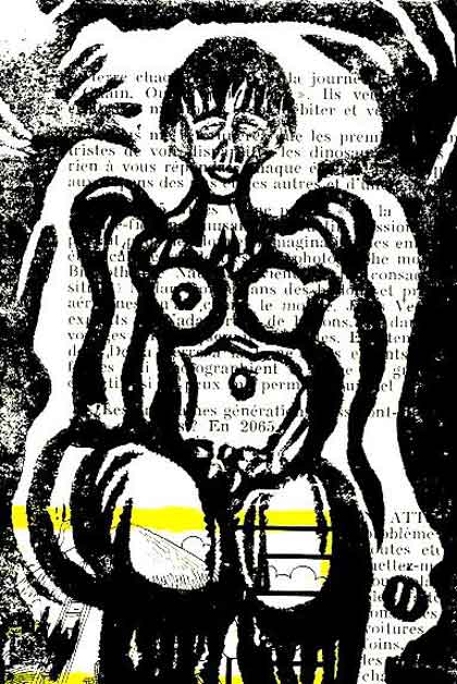 Felipe Diez Sada  -  Femme nue - Gravure 10 x 14,5 cm  -  Impression sur page de revue 