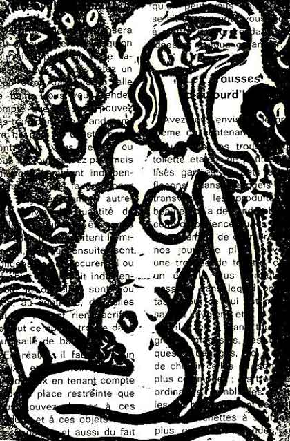 Felipe Diez Sada  - Femme nue - Gravure 10,3 x 15,7 cm  -  Impression sur page de revue