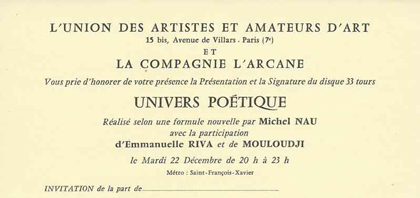 Univers Poétique  -  La Compagnie l'Arcane Michel Nau  -  Emmanuelle Riva  -  Mouloudji